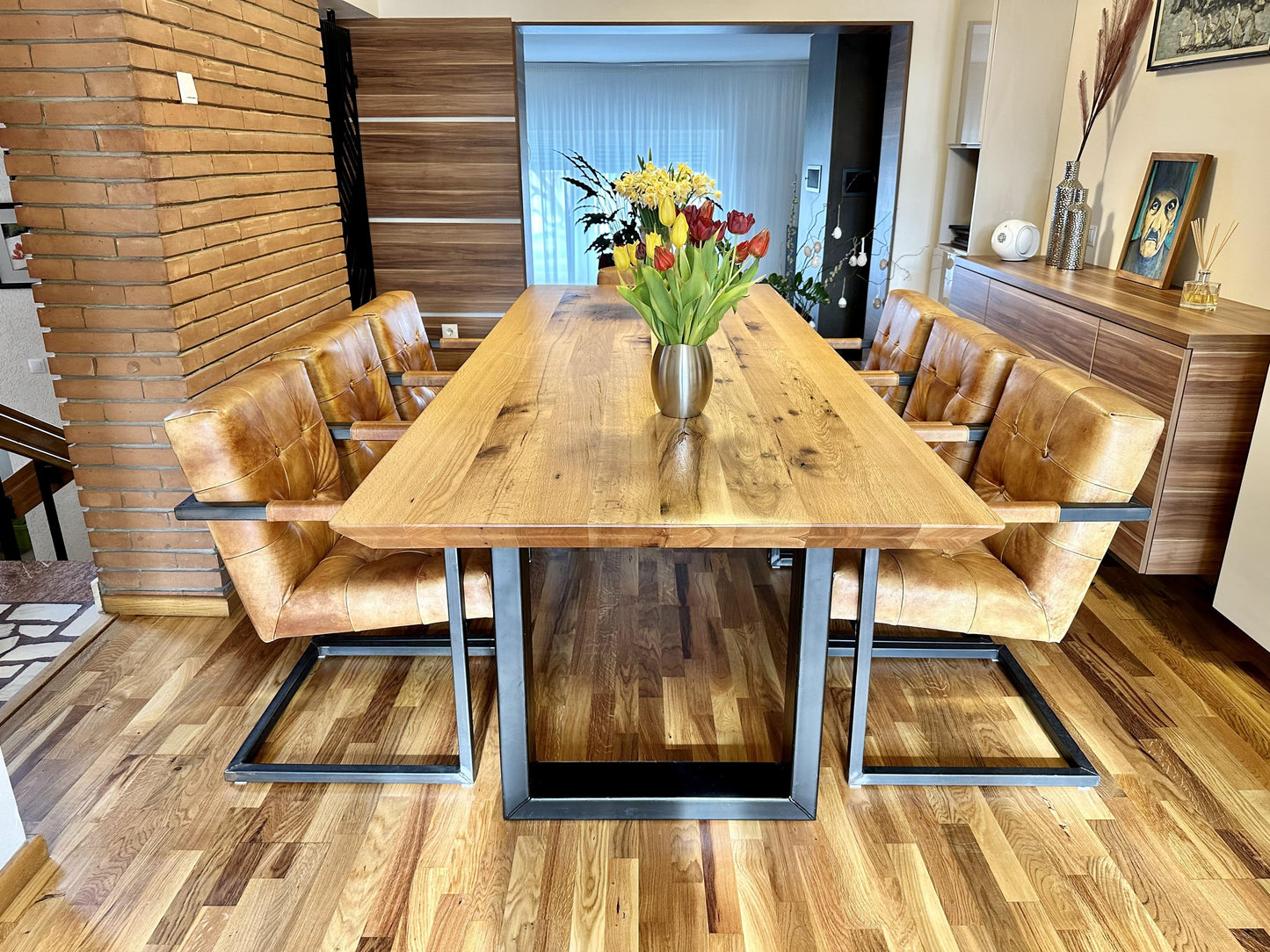 Scaun birou fara roti din piele de bivol ✔ model BADSAAL