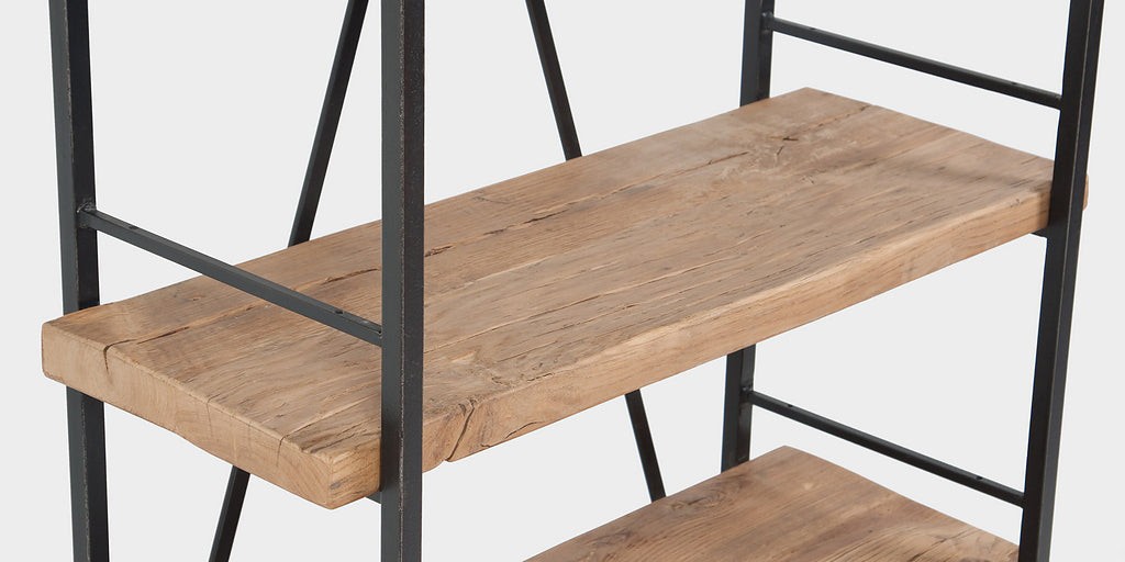 Raft cu design modern din lemn masiv si metal