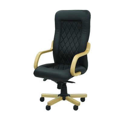 Scaun birou piele NEAGRA | model DONALD P